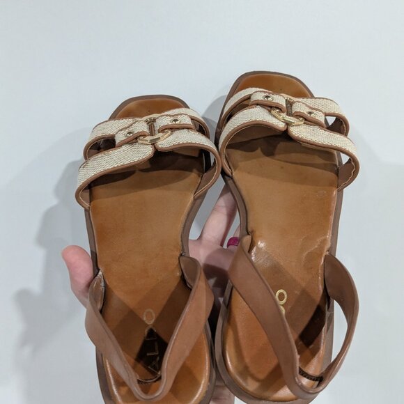 Aldo Fandra Sling Back Sandals Cream Tan Gold Size 7 - Picture 6 of 7